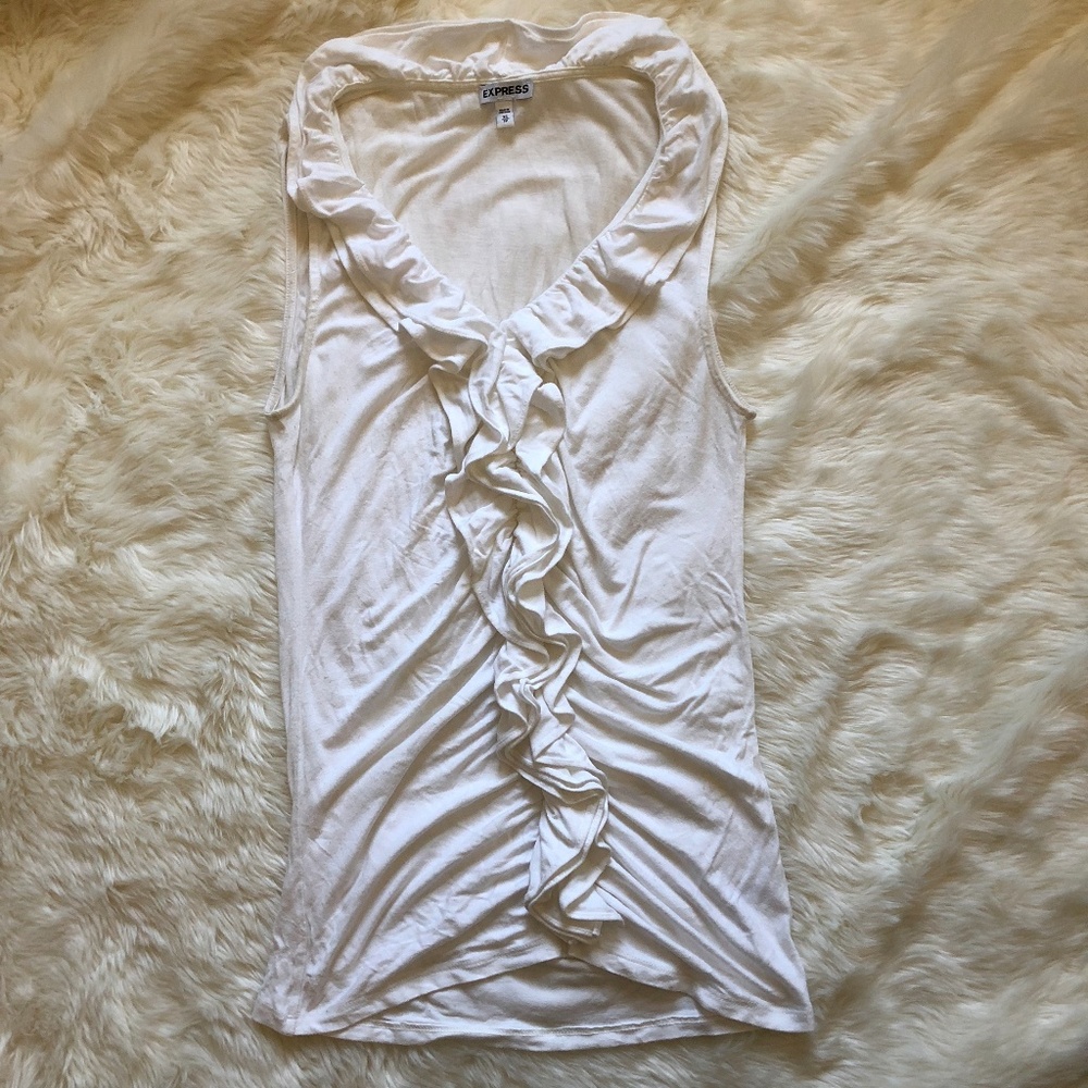 Express Ruched Ruffle Tank - Picture 2 of 4